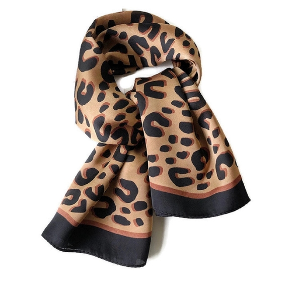 Small silk scarf designer leopard print b… - Picture 2 of 2